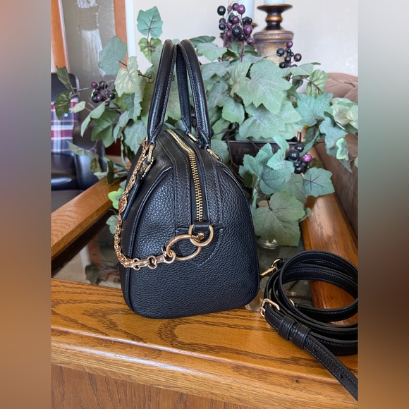 Coach Black Pebbled Leather Rowan Satchel with Gold Hardware - Picture 2 of 10